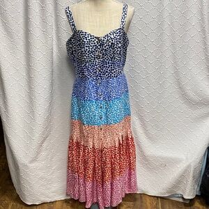 NWT Philosophy size 12 Multicolor Spotted Midi Maxi Dress layers flowy‎ feminine